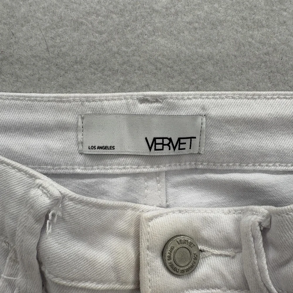 Vervet Skinny Jeans Womens 27 Mid Rise White Distressed Raw Hem Stretch Denim - Picture 5 of 15